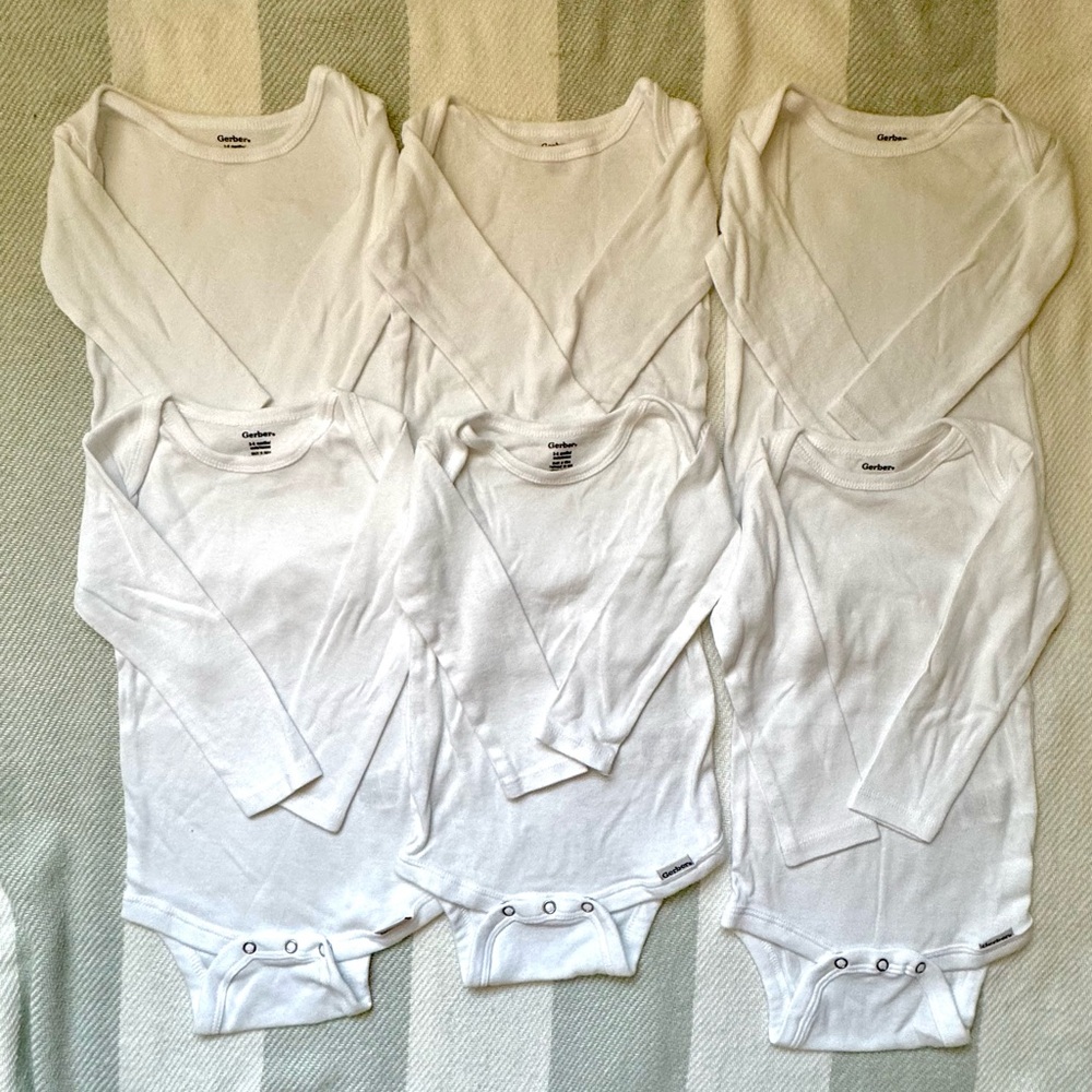 3/$10 Sale 3-6 Month White Long Sleeve Bodysuit Bundle